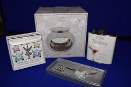 *18th Birthday Keepsake Key, Hip Flask, Chrome Wax Melt & Oil Warmer, and a Car Charm