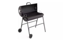 Brand New & Fully Assembled Drum Charcoal BBQ with Utensils With a cooking surface of 35 x 71cm,