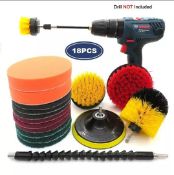 18Pcs Car Cleaning Kit Yellow Drill Cleaning Brushes Set, Electric Car Wash Brush Attachments Set