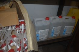 *3x 5L of Seal Alcohol Gel, and a Box of Dispenser Lids