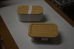 *1x Glass and 1x Resin Bamboo Lidded Containers