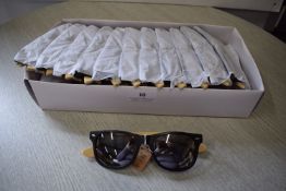 *20x Wayfarer Style Sunglasses with Mirrored Lenses & Bamboo Arms