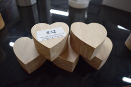 *5x Heart Shaped Wooden Ring/Trinket Boxes