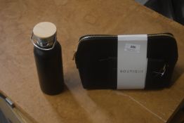 *Boutique Black Makeup/Toiletry Bag, Travel Wallet, Luggage Tag, and Black Thermos Flask