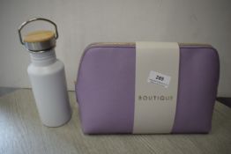 *Lilac Cosmetics/Toiletry Bag, and a White Flask with Bamboo Top