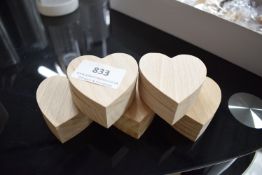*5x Heart Shaped Wooden Ring/Trinket Boxes