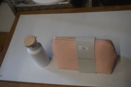 *Baby Pink Makeup/Toiletry Bag, and a White & Bamboo Thermos Flask