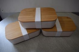 *3x Resin & Bamboo Storage Dish