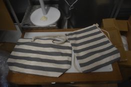 *Grey Nautical Beach Bag and Drawstring Backpack