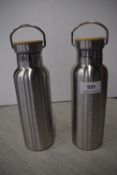 *2x Stainless Steel Thermos Flask with Bamboo Top