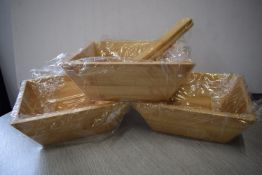 *3x Bamboo Serving Dishes, and Serving Utensils