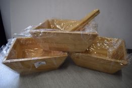 *3x Bamboo Serving Dishes, and Serving Utensils
