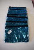*6x Blue Glitter Sequin Makeup Bags
