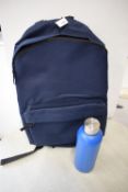 *Navy Backpack, and a Blue Thermos Flask
