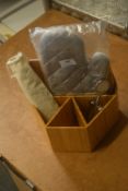 *Wood Kitchen Storage Caddy, Oven Mitt, Stainless Steel Straws, and a Bottle Opener