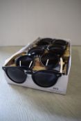 *20x Black Round Lens Sunglasses with Bamboo Arms
