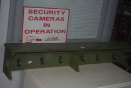 Green Painted Wooden Hook Board/Coat Rack