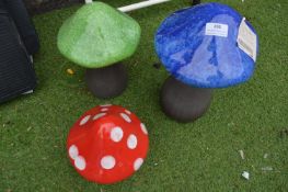 *3x Mullally Pottery Garden Mushrooms