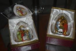 2x Wedgwood Glass Christmas 1983 Paperweights