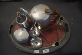 Picquot Ware Part Tea Set, Retro Candlesticks, etc.