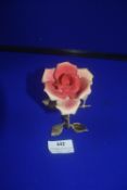 Capodimonte Porcelain Rose on Metal Stand