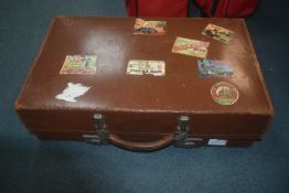 Vintage Leather Case with Travel Stickers