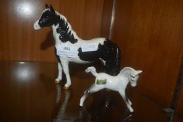 Beswick Piebald Horse & Foal