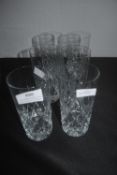 Set of 6 Cut Glass Lead Crystal High Ball Glasses