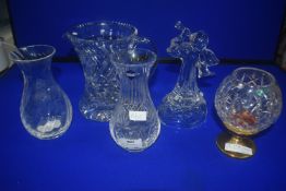 Cut Glass Lead Crystal Vases etc. Including Dartington and Edinburgh