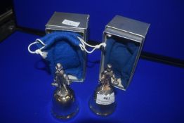 Pair of Silver Plated Bells with Children’s - Stamped Christmas 1976