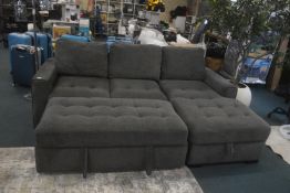 *Grey Sectional Multifunction L-Shape Sofa/Double Bed with Storage Box