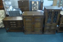 3x Solid Oak Cabinets