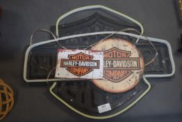 Harley Davidson Illuminated Sign, and Two Others