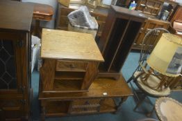 2x Solid Oak Coffee Tables, and a CD Rack