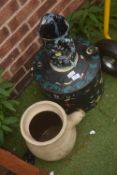 Painted Metal Container & Jug plus Pottery Vessel