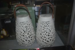 *Evergreen Ceramic LED Lantern 2pk