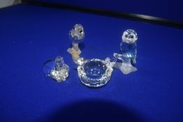 4x Small Crystal Birds Including Swarovski