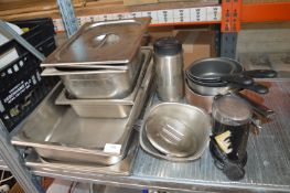 Mixed Lot Including Stainless Steel Bain Marie Inserts, Pots, etc.