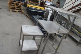 2x Stainless Steel Preparation Units. One with Shelf & Can Opener, One with Undershelf