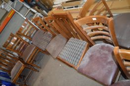 12x Assorted Wooden Chairs with Upholstered Seats
