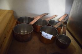 6x Mini Copper Effect Saucepans