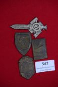 A group of four German Third Reich tinnies. Comprising: a large SA Brigade Treffen badge, Erfurt