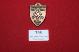 German Third Reich Day Badge – 1934 Niedersachsen Day at Verden. Shield-shaped bronze badge with