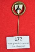 German Enamelled Stickpin Badge – Cathedral and Wreath