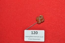 German Amber Glass Flower Stickpin