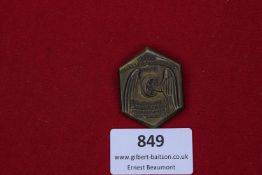 District House Opening Badge, Vöcklabruck, August 1939, aluminium badge with building and eagle/