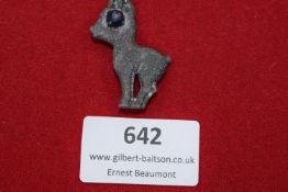 Fawn-Shaped Badge A charming badge in the form of a young deer, complete with blue stone eye.