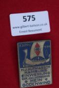 Hitler Youth Day Badge, rectangular form, brightly enamelled in red, white, and blue, depicting a