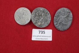 Three German Third Reich Day Badges: one grey metal circular badge for Tag des Deutschen Handwerks