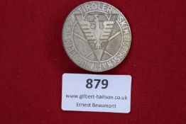 Tiroler Skimeisterschaft Kufstein 1937 Badge – Circular event badge for the Tyrolean Ski